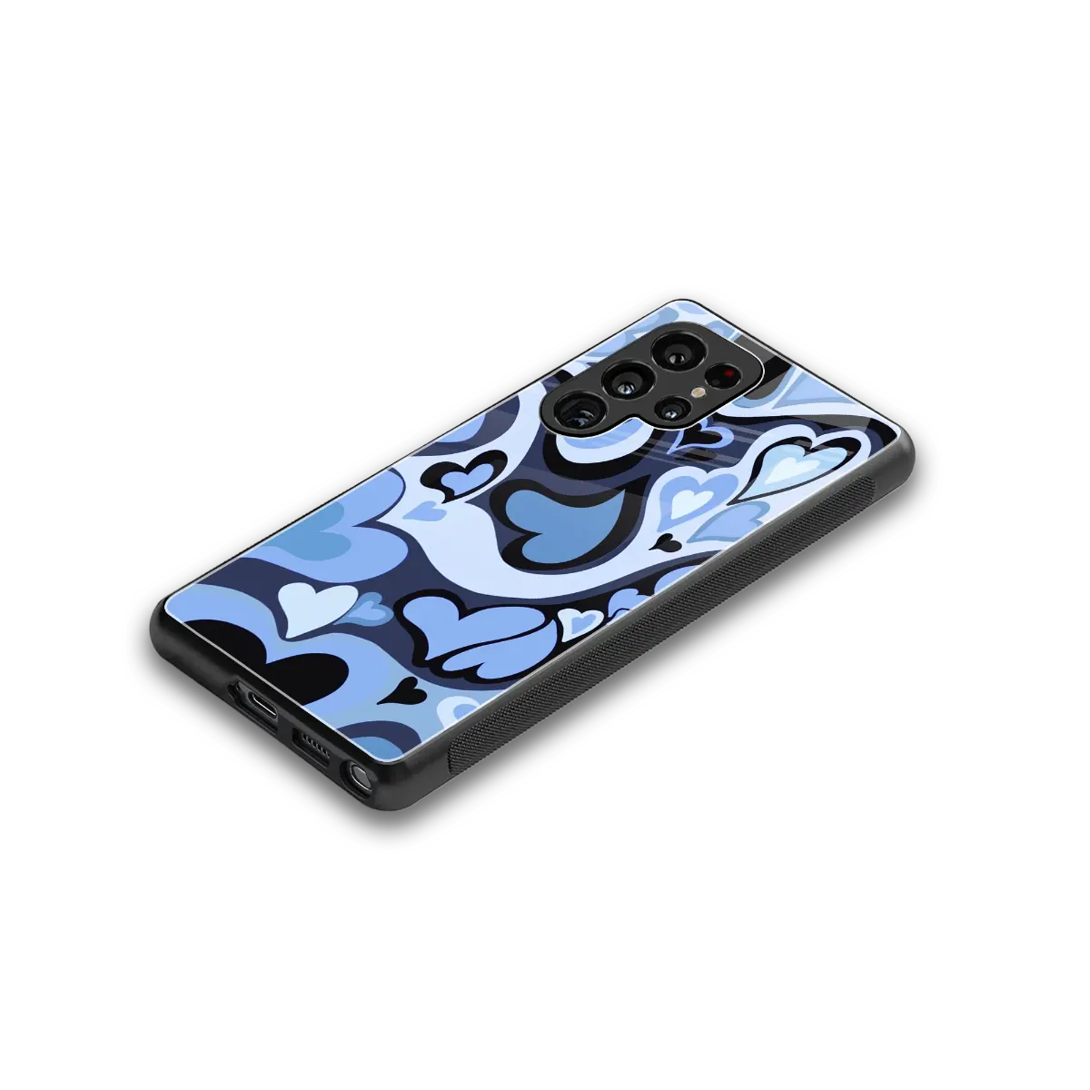 Y2K Blue Meltdown Hearts stylish phone case for samsung galaxy s25 ultra | glossy glass and slim fit