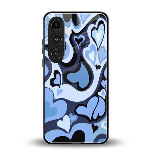 Y2K Blue Meltdown Hearts back phone cover | glass case for samsung galaxy s26