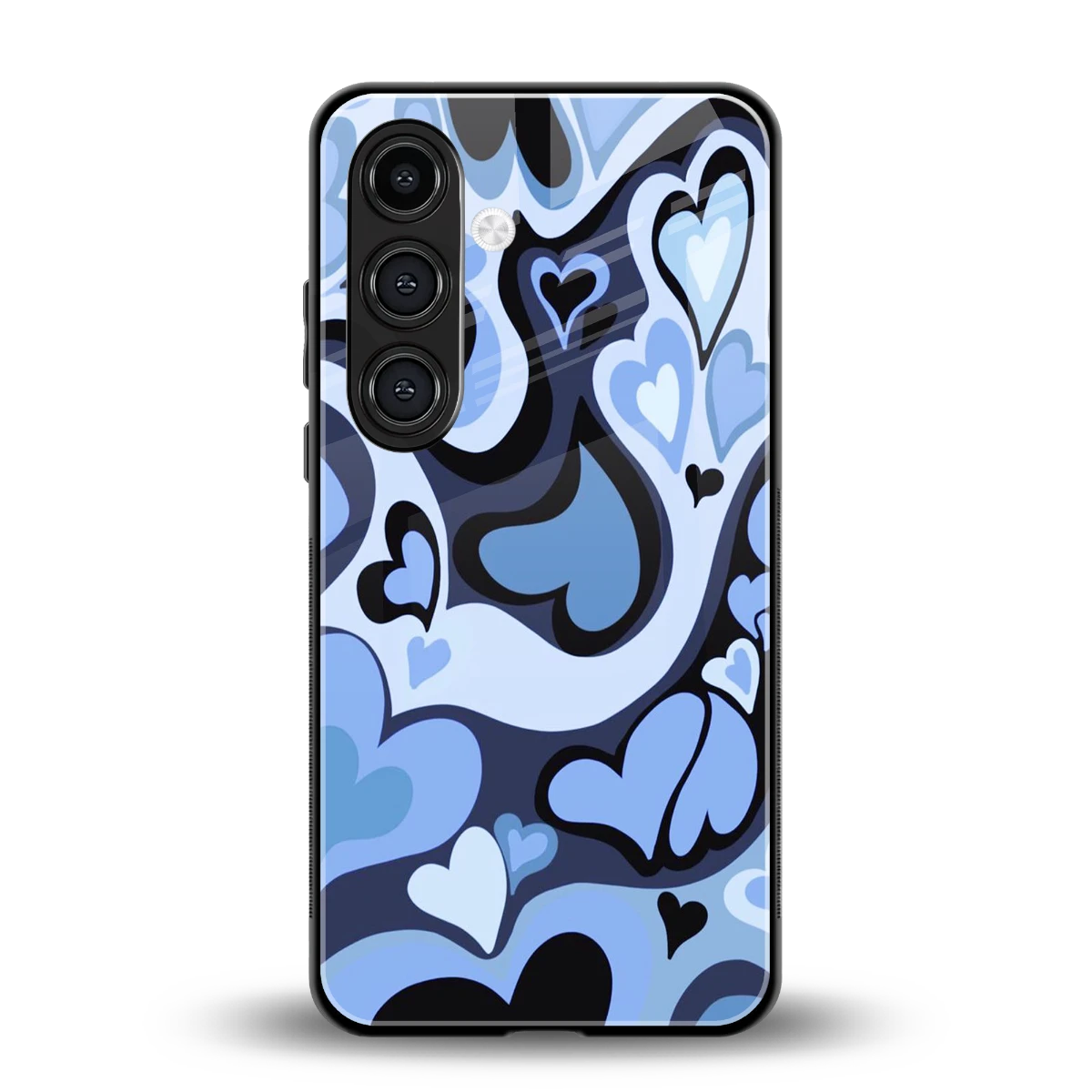 Y2K Blue Meltdown Hearts back phone cover | glass case for samsung galaxy s25 plus