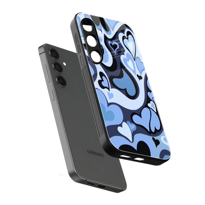 Y2K Blue Meltdown Hearts sleek samsung galaxy s24 cover with tempered glass back and TPU edges