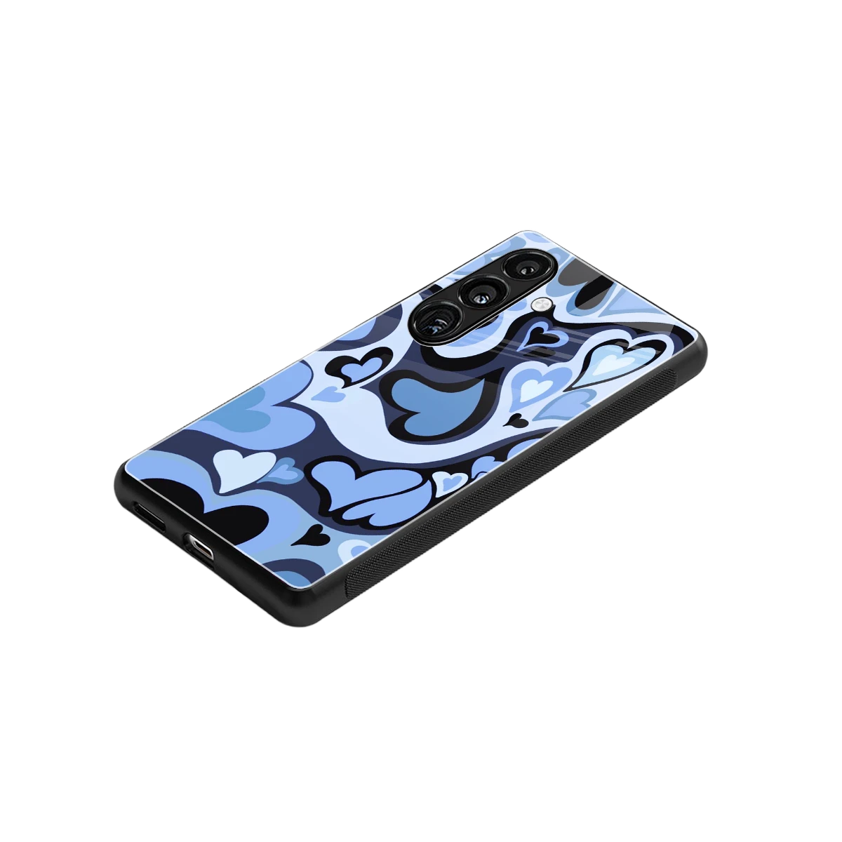 Y2K Blue Meltdown Hearts stylish phone case for samsung galaxy s25 plus | glossy glass and slim fit