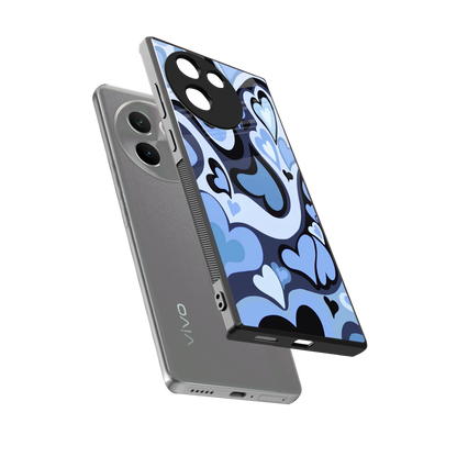Y2K Blue Meltdown Hearts sleek vivo v30e cover with tempered glass back and TPU edges