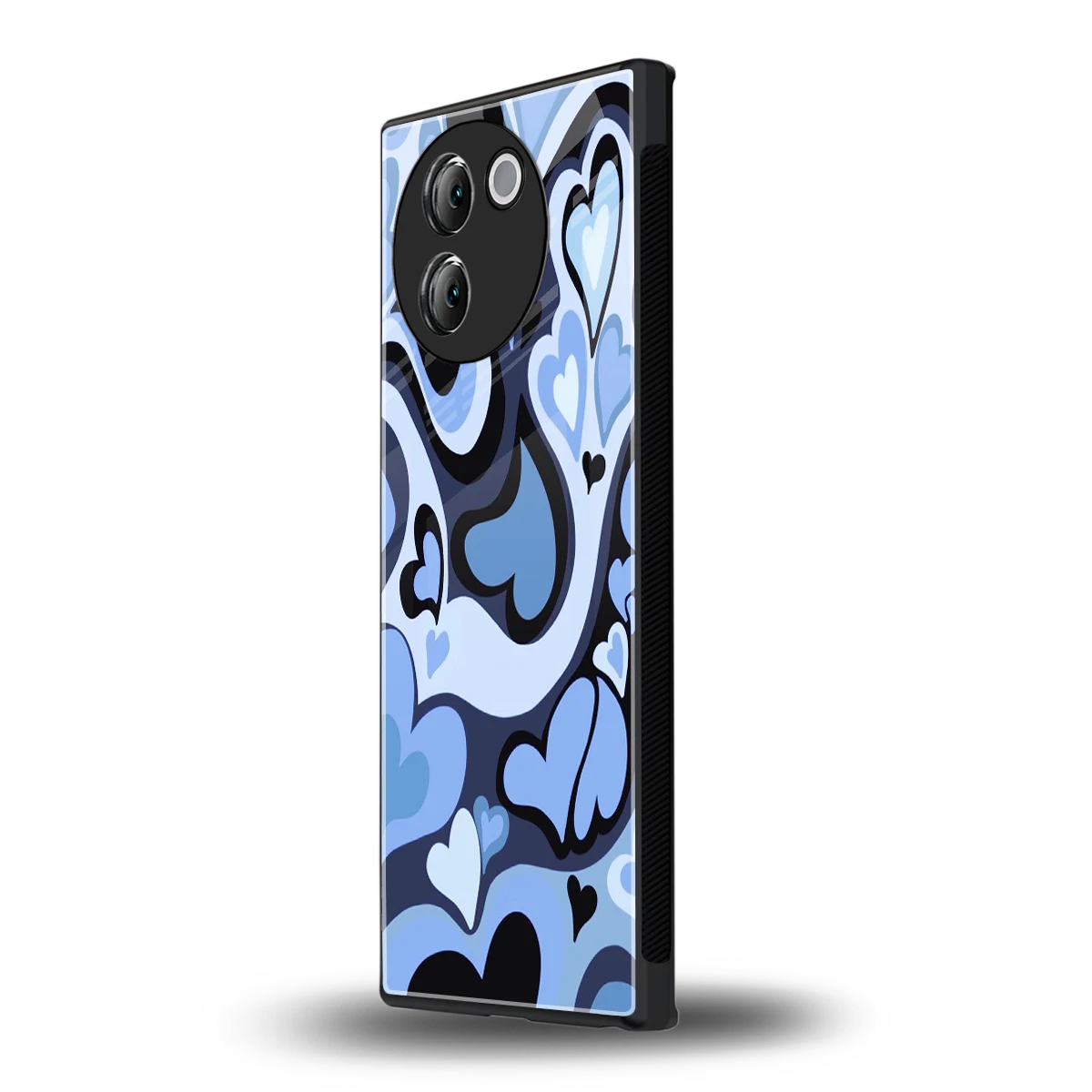 Y2K Blue Meltdown Hearts vivo v30e mobile cover | shockproof glass phone case