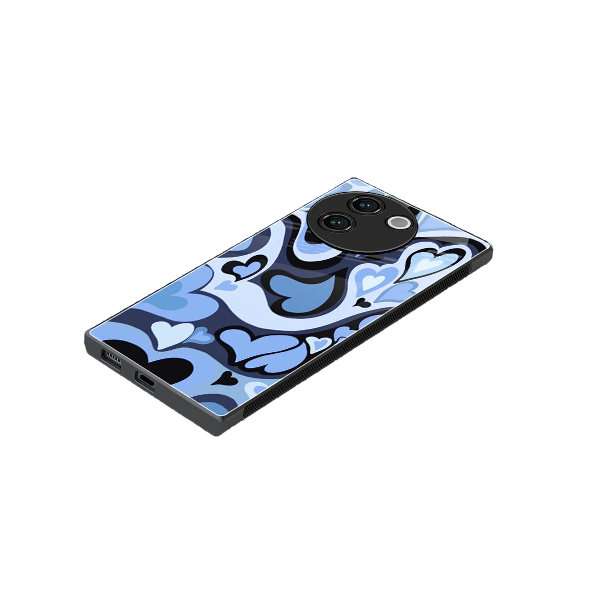 Y2K Blue Meltdown Hearts stylish phone case for vivo v30e | glossy glass and slim fit
