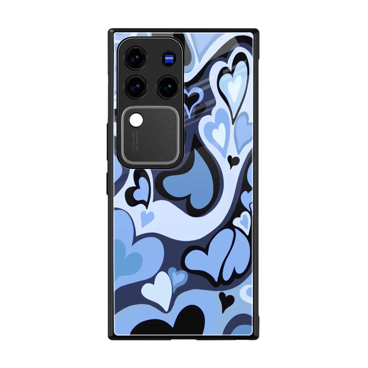 Y2K Blue Meltdown Hearts back phone cover | glass case forvivo v30 pro