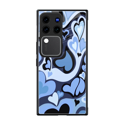 Y2K Blue Meltdown Hearts back phone cover | glass case forvivo v30 pro