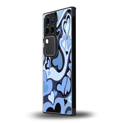 Y2K Blue Meltdown Heartsvivo v30 pro mobile cover | shockproof glass phone case
