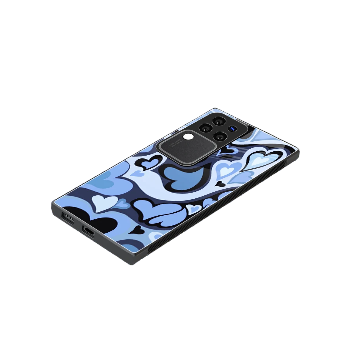 Y2K Blue Meltdown Hearts stylish phone case forvivo v30 pro | glossy glass and slim fit