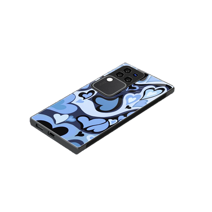 Y2K Blue Meltdown Hearts stylish phone case forvivo v30 pro | glossy glass and slim fit