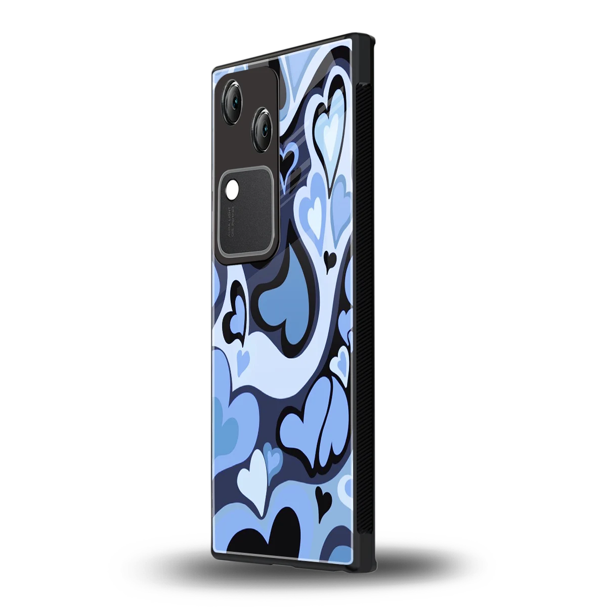Y2K Blue Meltdown Hearts vivo v30 mobile cover | shockproof glass phone case