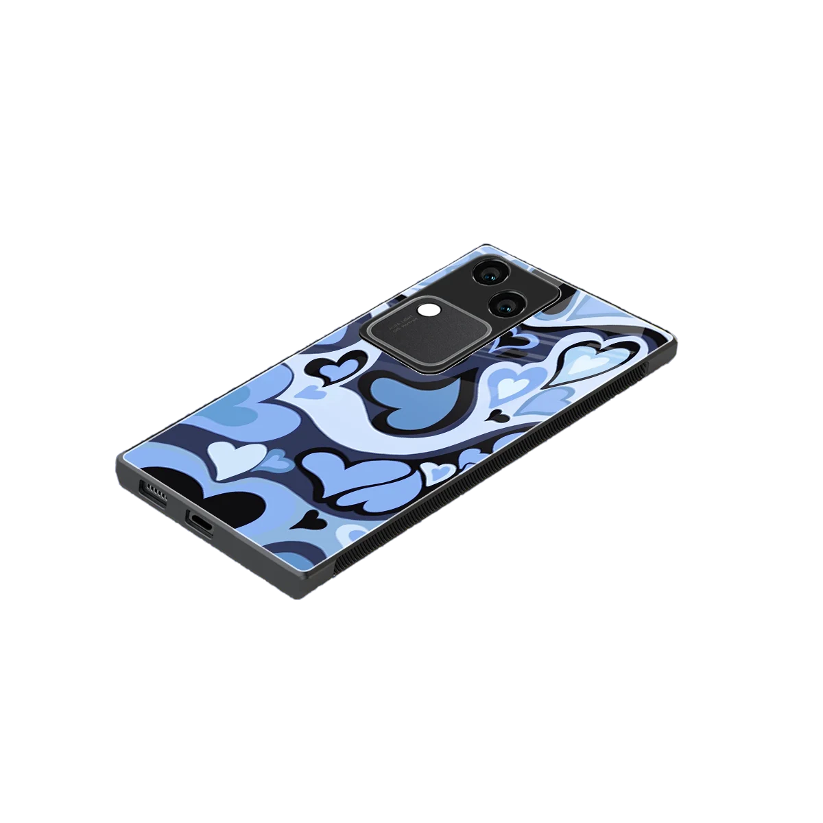 Y2K Blue Meltdown Hearts stylish phone case for vivo v30 | glossy glass and slim fit