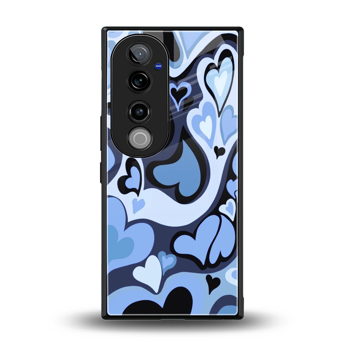 Y2K Blue Meltdown Hearts back phone cover | glass case for vivo v40 pro