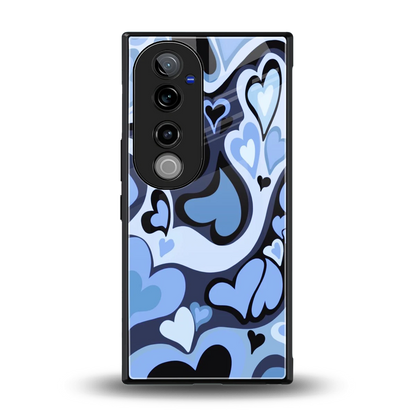Y2K Blue Meltdown Hearts back phone cover | glass case for vivo v40 pro