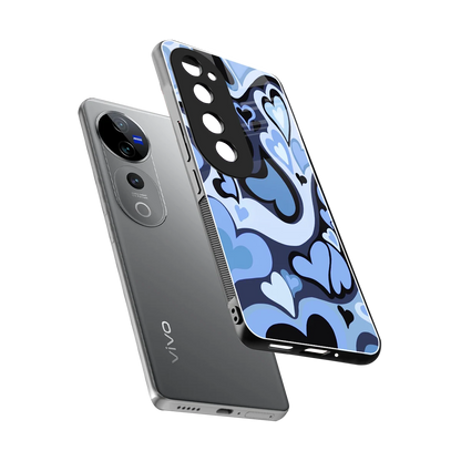 Y2K Blue Meltdown Hearts sleek vivo v40 pro cover with tempered glass back and TPU edges