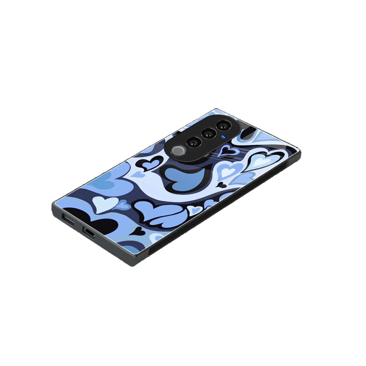 Y2K Blue Meltdown Hearts stylish phone case for vivo v40 pro | glossy glass and slim fit