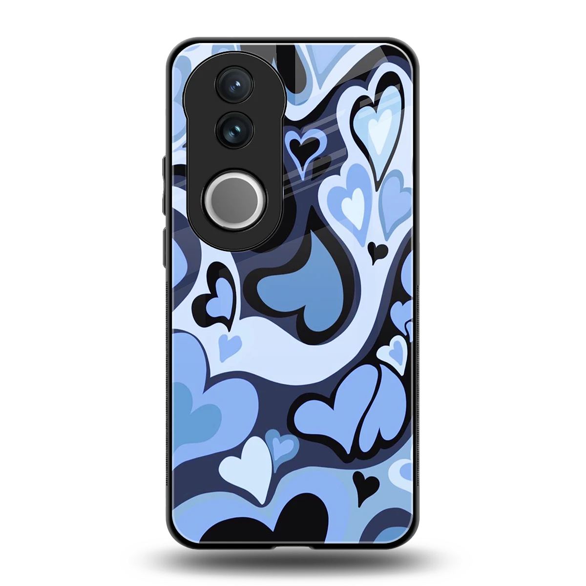 Y2K Blue Meltdown Hearts back phone cover | glass case for vivo v50
