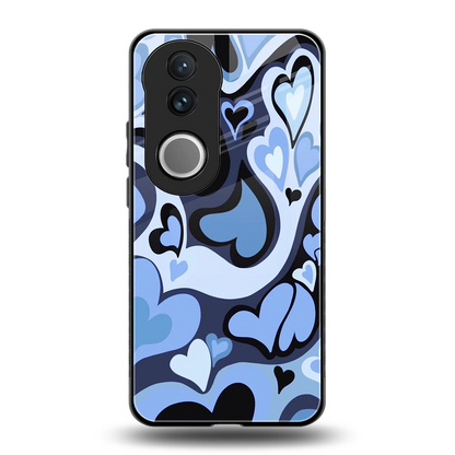 Y2K Blue Meltdown Hearts back phone cover | glass case for vivo v50