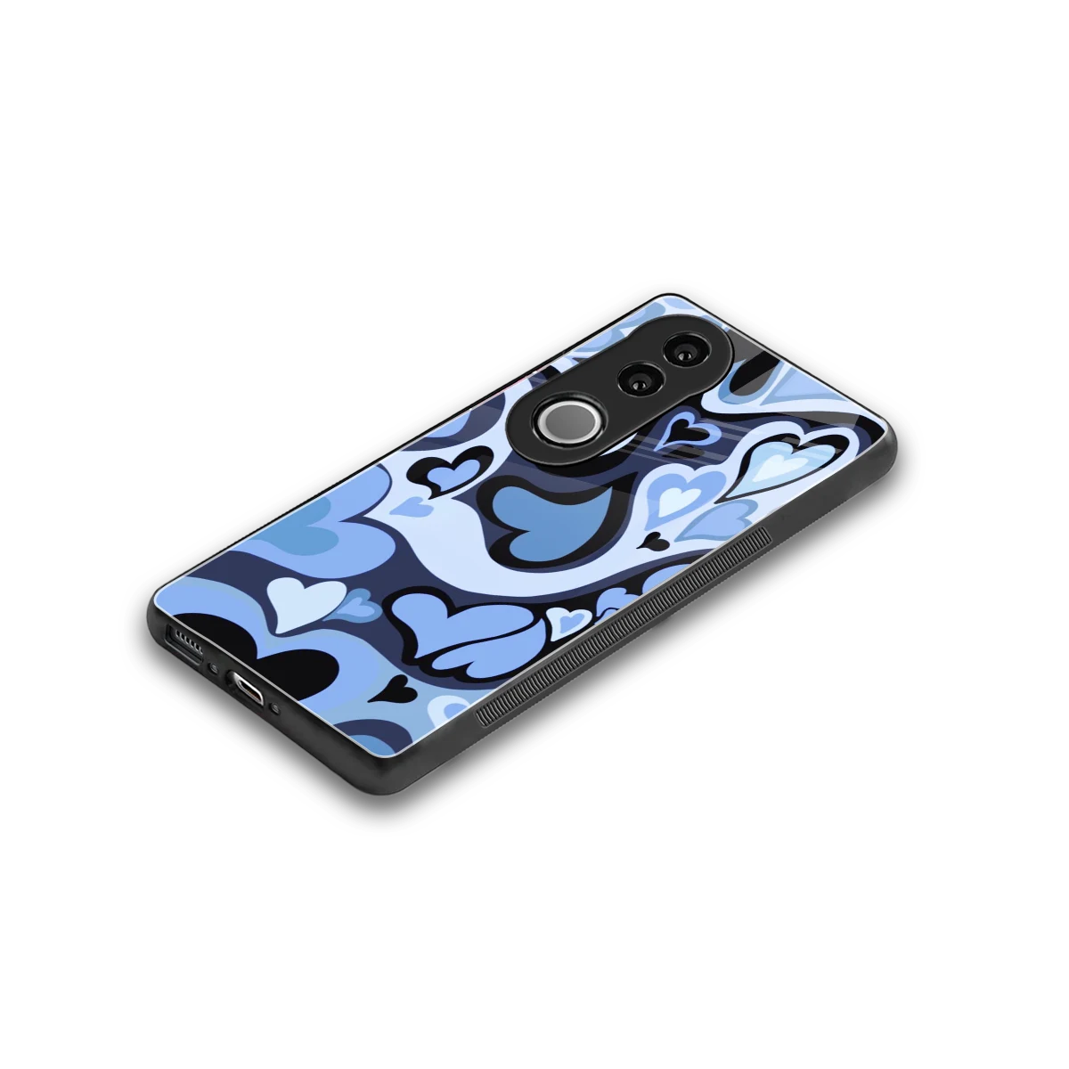 Y2K Blue Meltdown Hearts stylish phone case for vivo v50 | glossy glass and slim fit