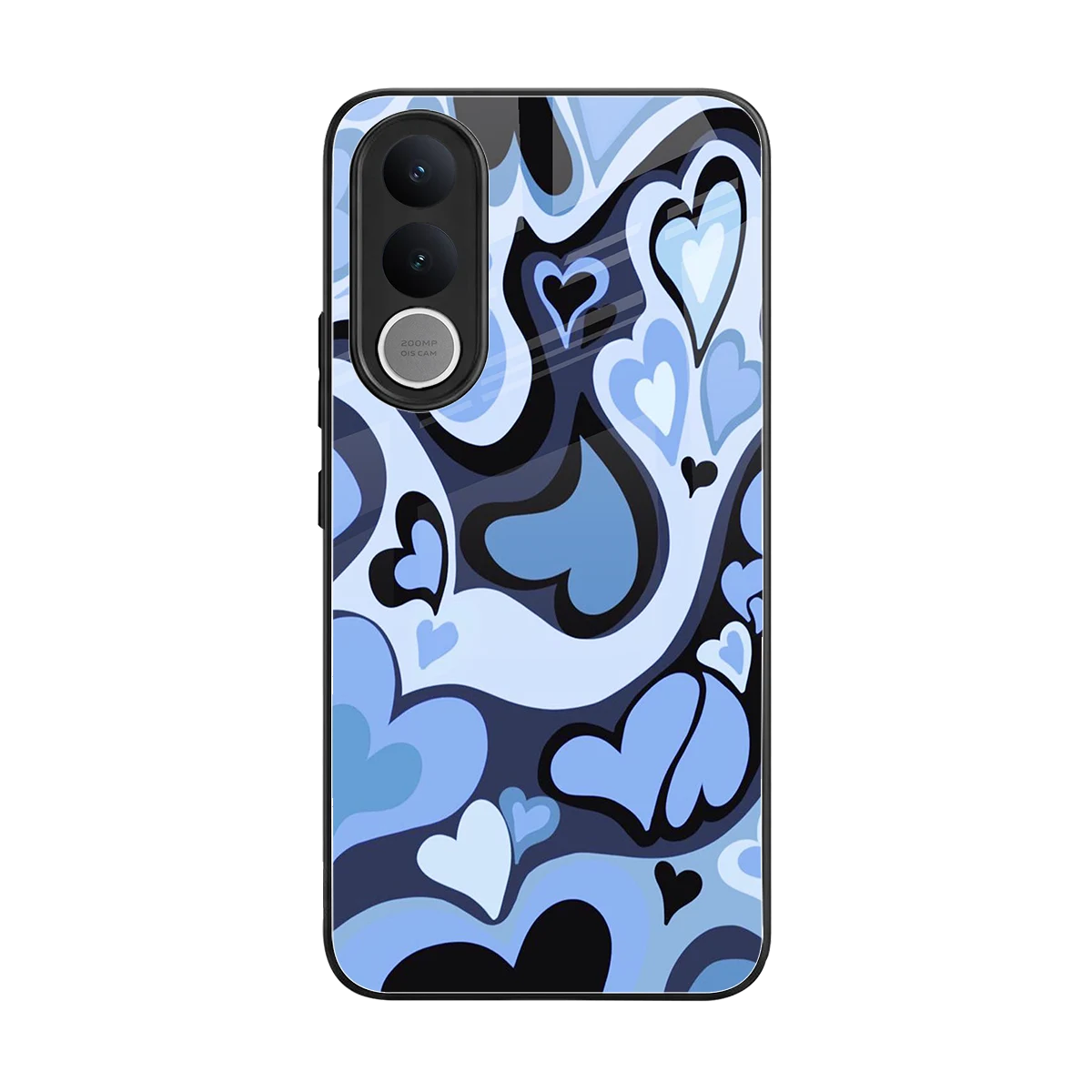 Y2K Blue Meltdown Hearts back phone cover | glass case for vivo v70 fe
