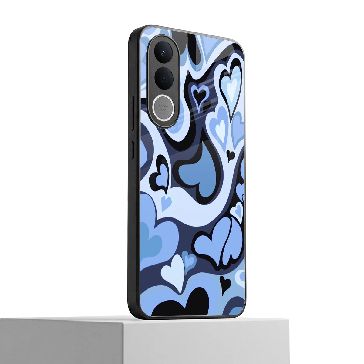 Y2K Blue Meltdown Hearts vivo v70 fe mobile cover | shockproof glass phone case