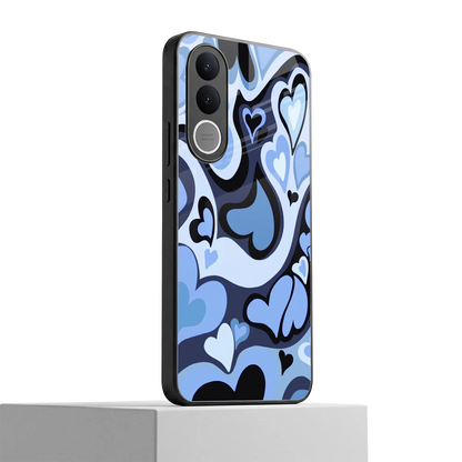 Y2K Blue Meltdown Hearts vivo v70 fe mobile cover | shockproof glass phone case