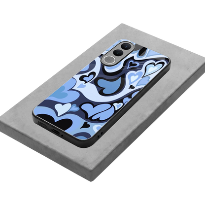 Y2K Blue Meltdown Hearts stylish phone case for vivo v70 fe | glossy glass and slim fit