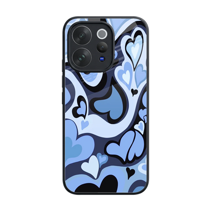 Y2K Blue Meltdown Hearts back phone cover | glass case for vivo v70