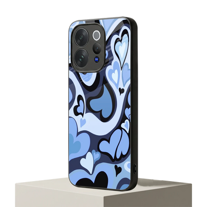 Y2K Blue Meltdown Hearts vivo v70 mobile cover | shockproof glass phone case