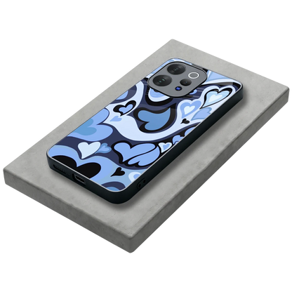 Y2K Blue Meltdown Hearts stylish phone case for vivo v70 elite | glossy glass and slim fit