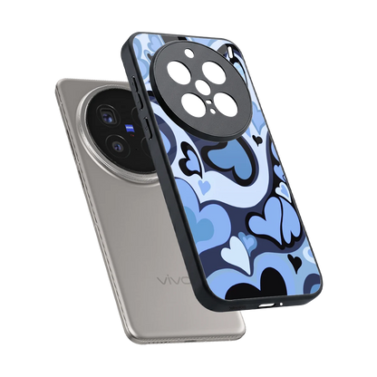 Y2K Blue Meltdown Hearts sleek vivo x200 pro cover with tempered glass back and TPU edges