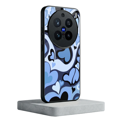Y2K Blue Meltdown Hearts vivo x200 pro mobile cover | shockproof glass phone case