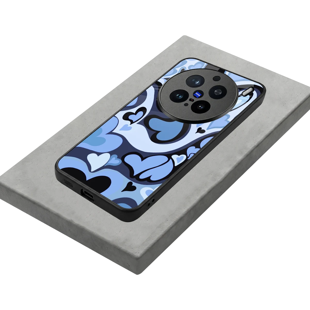 Y2K Blue Meltdown Hearts stylish phone case for vivo x200 pro | glossy glass and slim fit