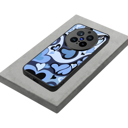 Y2K Blue Meltdown Hearts stylish phone case for vivo x200 pro | glossy glass and slim fit