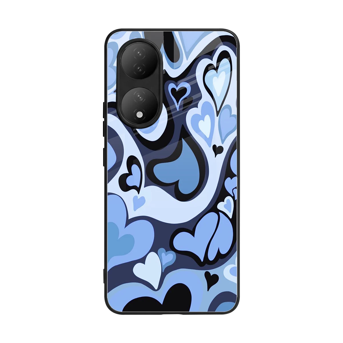 Y2K Blue Meltdown Hearts back phone cover | glass case for Vivo-y100