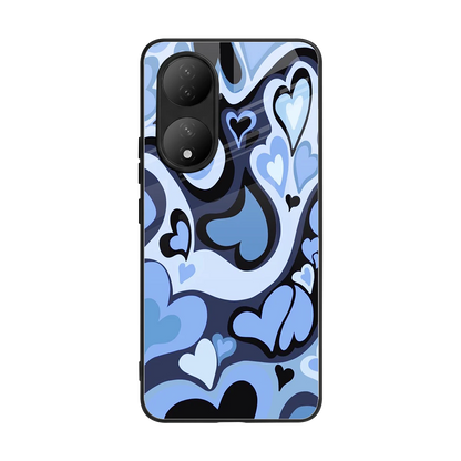 Y2K Blue Meltdown Hearts back phone cover | glass case for Vivo-y100