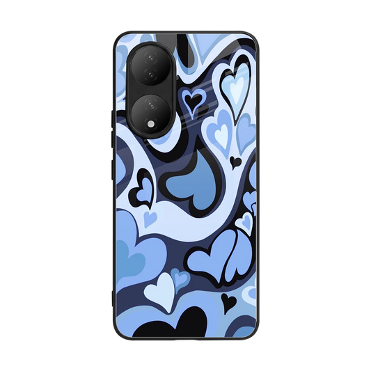 Y2K Blue Meltdown Hearts back phone cover | glass case for Vivo-y100