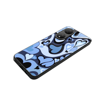 Y2K Blue Meltdown Hearts stylish phone case for Vivo-y100 | glossy glass and slim fit
