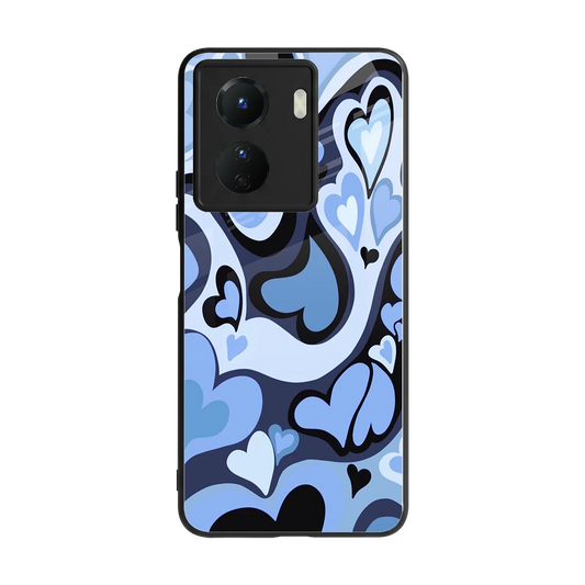 Y2K Blue Meltdown Hearts back phone cover | glass case for vivo y16