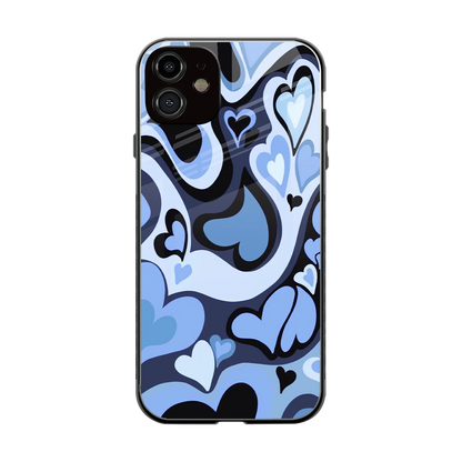 Y2K Blue Meltdown Hearts back phone cover | glass case for iphone 12