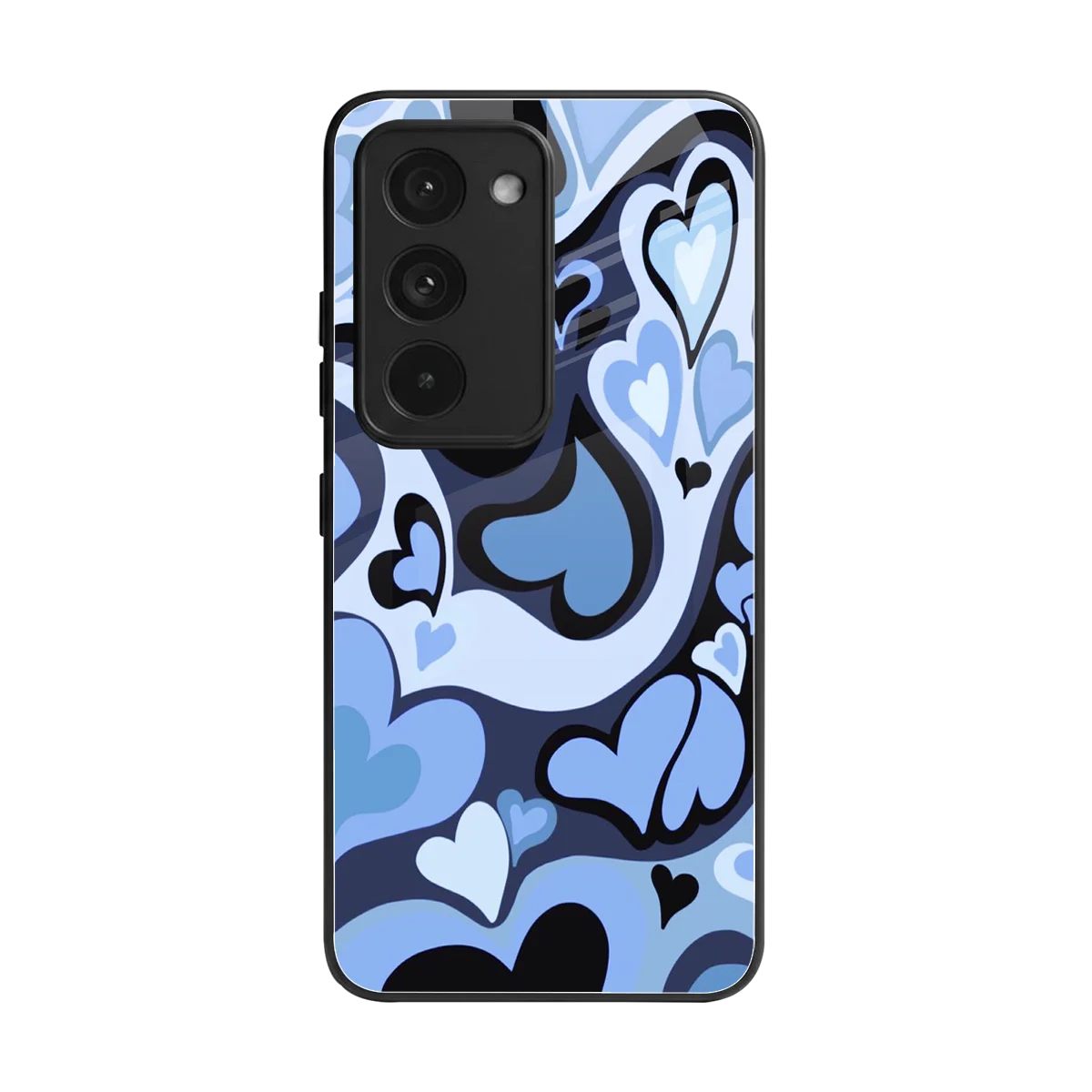 Y2K Blue Meltdown Hearts back phone cover | glass case for redmi 15 5g