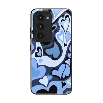 Y2K Blue Meltdown Hearts back phone cover | glass case for redmi 15 5g