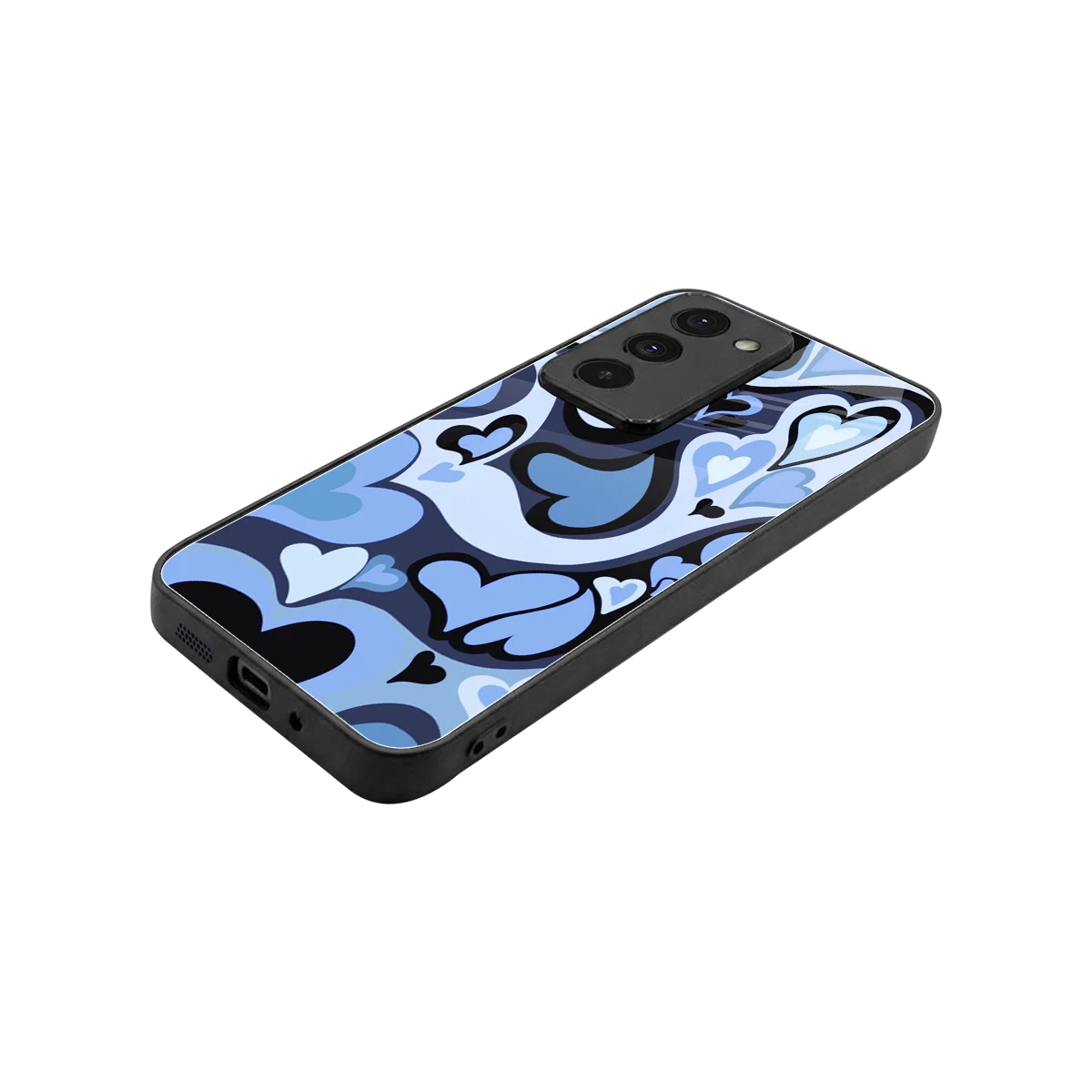Y2K Blue Meltdown Hearts stylish phone case for redmi 15 5g | glossy glass and slim fit