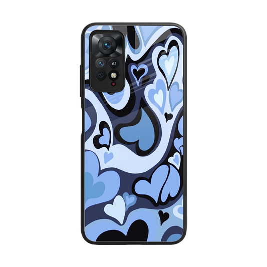 Y2K Blue Meltdown Hearts back phone cover | glass case for redmi note 11 pro