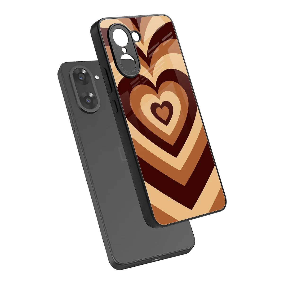 Y2K Brown Hearts sleek oneplus nord ce5 5g cover with tempered glass back and TPU edges