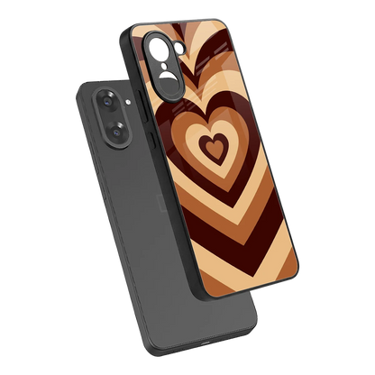 Y2K Brown Hearts sleek oneplus nord ce5 5g cover with tempered glass back and TPU edges