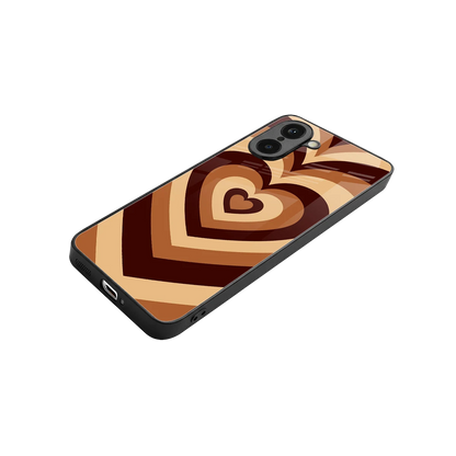 Y2K Brown Hearts stylish phone case for oneplus nord ce5 5g | glossy glass and slim fit