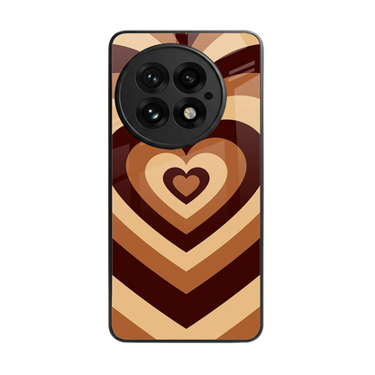 Y2K Brown Hearts back phone cover | glass case for oneplus 13