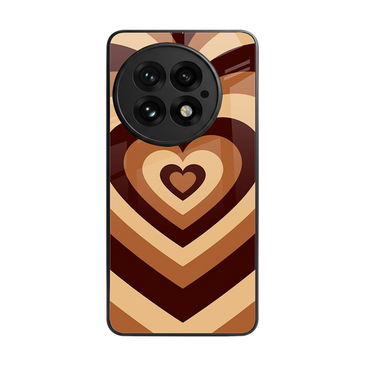 Y2K Brown Hearts back phone cover | glass case for oneplus 13
