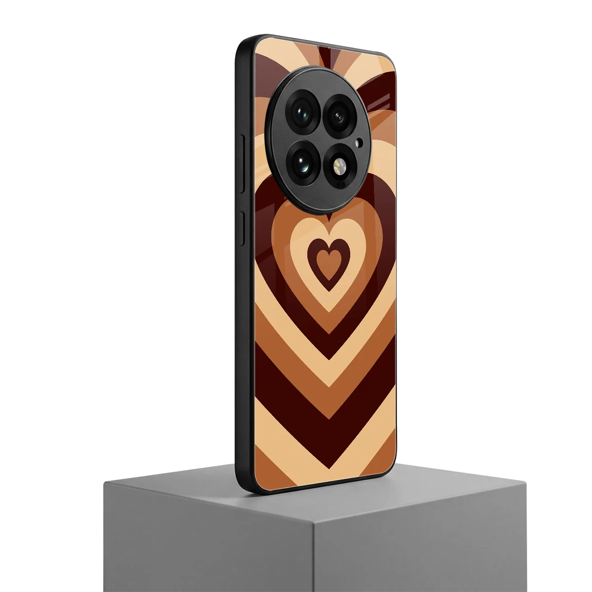 Y2K Brown Hearts oneplus 13 mobile cover | shockproof glass phone case