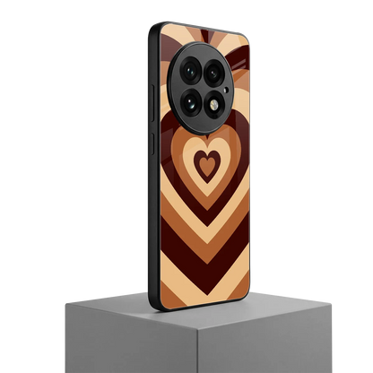 Y2K Brown Hearts oneplus 13 mobile cover | shockproof glass phone case